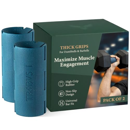 Tribus Grips I - Premium Rubber Thick Dumbbell & Barbell Handles for Grip Training