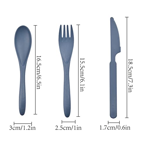 Reusable Wheat Straw Cutlery Set - 5 Pieces Travel Set Style 4