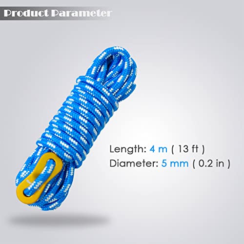 GEERTOP Blue 6 Pack 5mm Ultralight Tent Guy Lines with Aluminum Tensioners