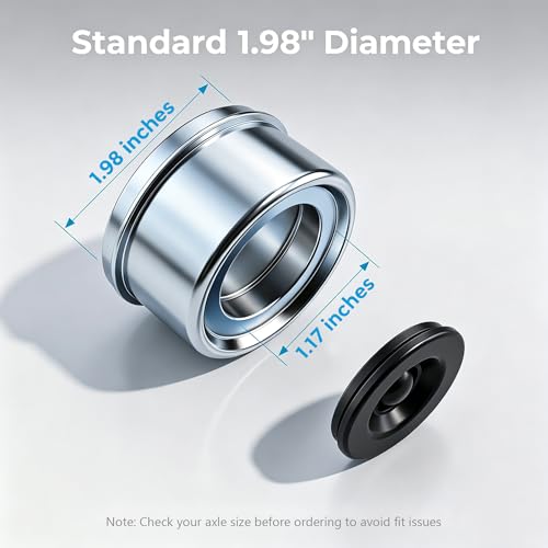 2pcs 1.98" Trailer Hub Dust Caps with Extra Rubber Plugs
