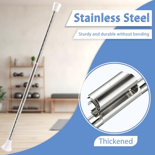 21.6-Inch Twirling Baton Set - Stainless Steel with Ribbons & Hair Bands - White