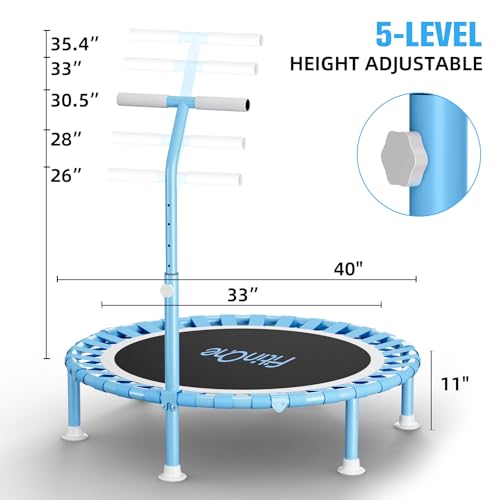 40" Mini Trampoline with Adjustable Handle - 330lbs Capacity