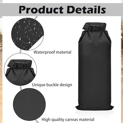 8 Pcs Flood Water Sand Bags Waterproof Sandbags Barrier Reusable Sand Bags with Insert Buckle Flood Protection for Home Door Window Basement Garage Rain Water Control, 28 x 11 Inch(Black)