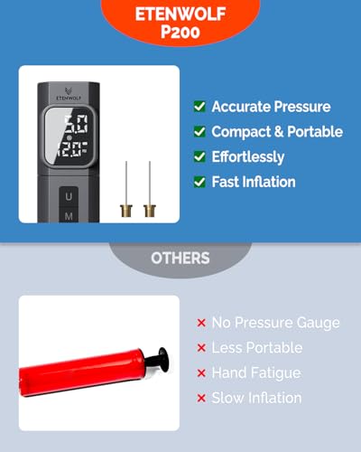 Electric Ball Pump with Digital LCD Display, Fast Inflation & 2000mAh Battery