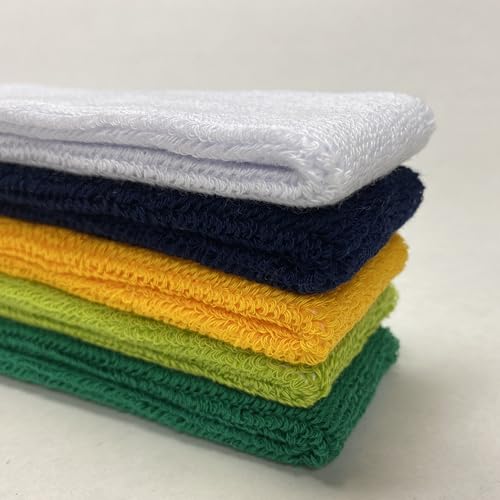 Cotton Terry Athletic Sports Sweat Headband - White, One Size