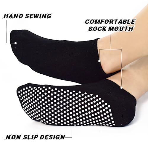 Yoga Grip Socks for Women - 3 Pairs Anti-Slip Ballet Barre Socks - Black, Grey & Rose Red