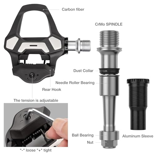 GEWAGE Carbon Fiber Road Bike Pedals – Lightweight Clipless SPD-SL CrMo Axle