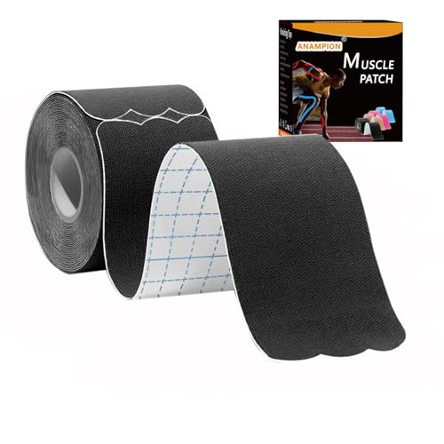 Precut Kinesiology Athletic Tape - Waterproof Sports Support - Black, 20 Strips
