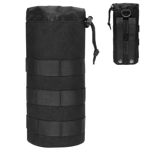 Tactical Water Bottle Pouch - Compact EDC Utility Bag - Black