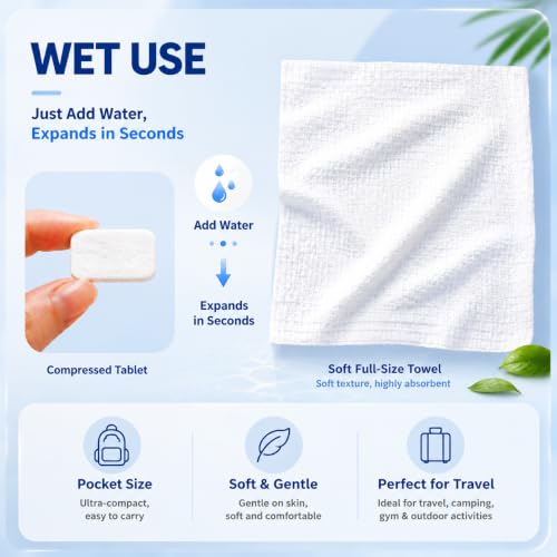 Disposable Compressed Washcloths - 45 Count Travel Towels