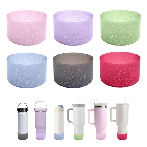 6-Pack Glitter Silicone Water Bottle Boot Covers for 20-40 oz Tumblers