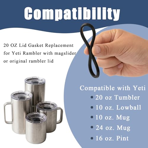 Leakproof Rubber Seal Replacement for Yeti 20 oz Tumbler Lid - 4 Pack