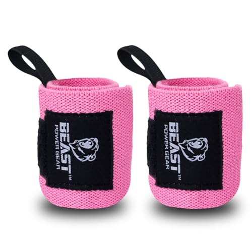Gym Wrist Wraps for Weightlifting - 14" Support - Pink
