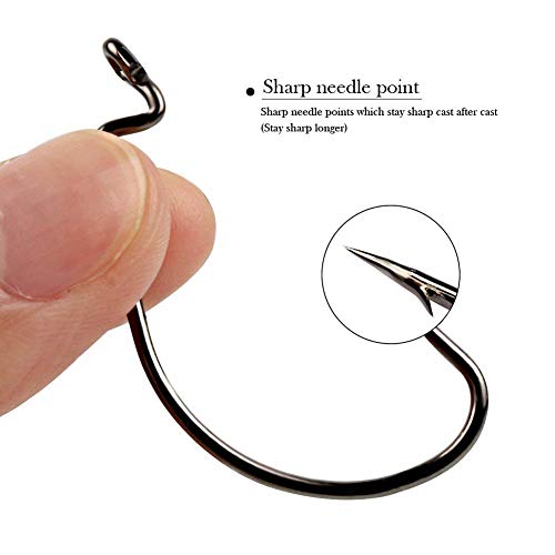 Weedless Fishing Hooks - High Carbon Steel Worm Hooks - 50PCS in Silver