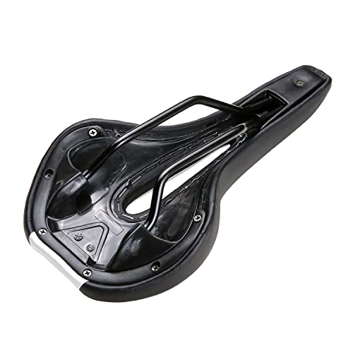 Bike Saddle Seat with Center Hole, Thick Padding - Black/White, Comfort for MTB & Road Bikes