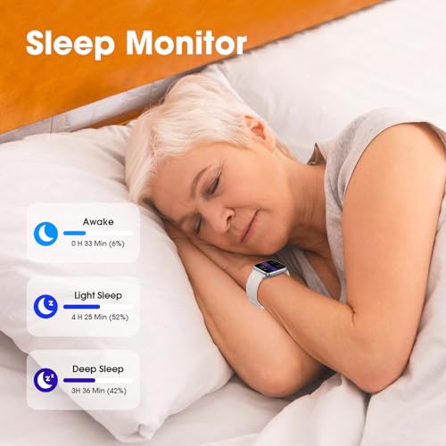 Senior-Friendly Pedometer Watch - Step Counter, Heart Rate, Almond 1.4''