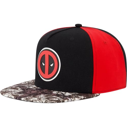 Marvel Deadpool Baseball Cap - Black Snapback Hat for Adults, Officially Licensed