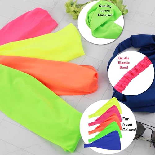 Neon Yellow Wide Headwrap - Moisture-Wicking Fabric for Fashion & Exercise