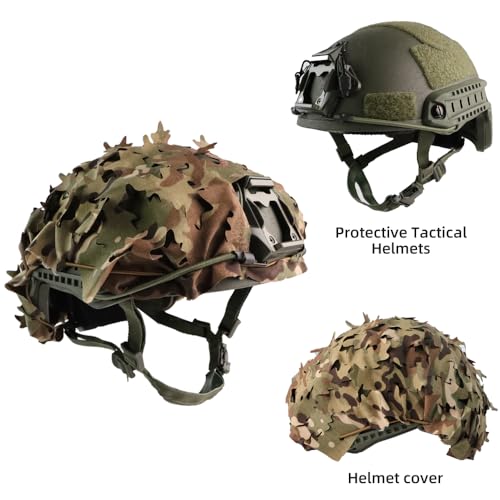 JOAXOR DP 3D Laser-Cut Tactical Helmet Cover, Breathable Mesh Camouflage