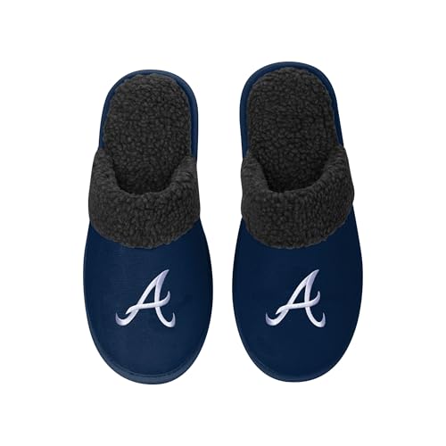 Men's Suede Sherpa Scuff Slippers - Atlanta Braves - Large