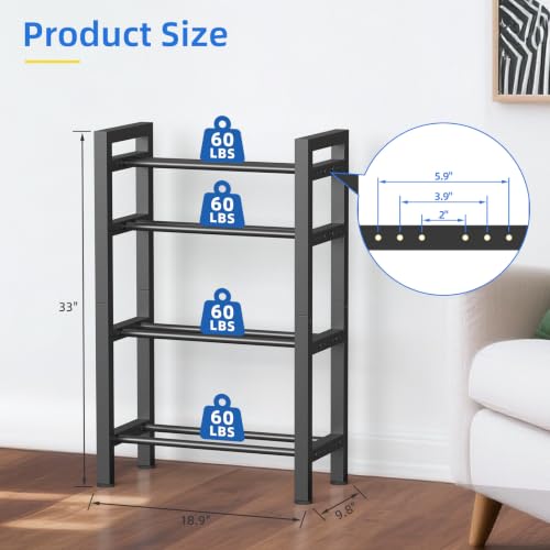4-Tier Dumbbell Rack - Adjustable Heavy-Duty Storage Rack - Short