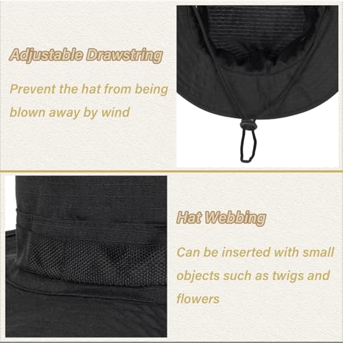 Outdoor Fishing Hat - Sun Protection Safari Bucket Hat - Black