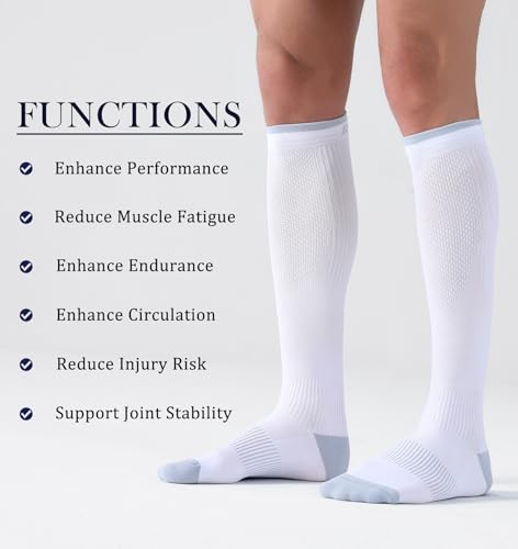 Compression Socks for Men & Women - 15-20mmHg Knee High - Small-Medium / 3 Pair Mix