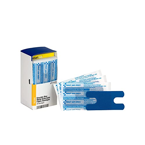 Blue Metal-Detectable Knuckle Bandages - H-Shaped Latex-Free, 20 Count