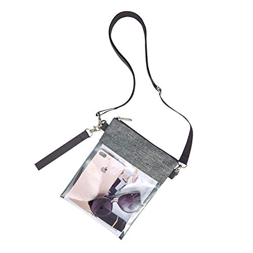 Clear Purse Stadium Approved Waterproof Crossbody Bag - Grey