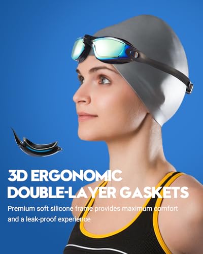 Anti-Fog Swim Goggles 2-Pack - No Leak Adult & Youth - Aqua & Double Aqua