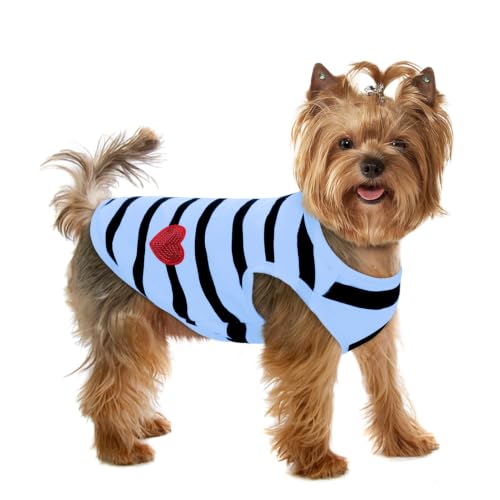 Dog Striped Shirt for Large Dogs - Blue Vest