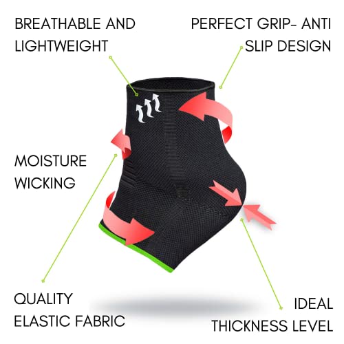 Ankle Compression Sleeve for Plantar Fasciitis Support - Large