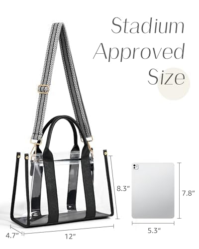Clear Tote Bag for Women - Water-Resistant PVC - Black