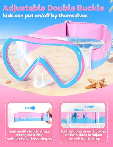 Supertrip Kids Swim Goggles with Nose Cover (A-PinkBlue) 6-14 Years