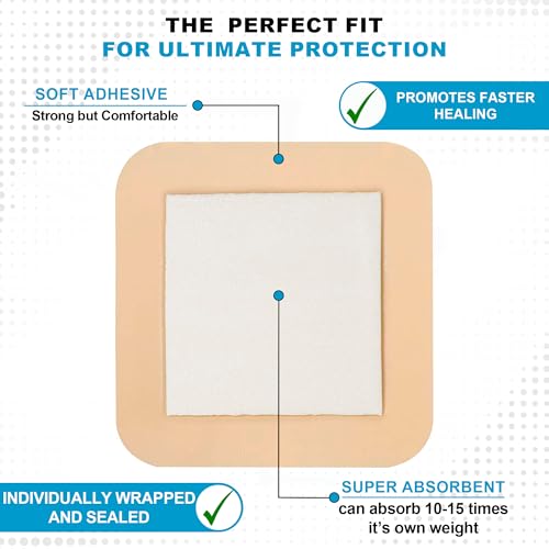 MedVance Waterproof Foam Wound Dressing 6x6 Inch, Pack of 5