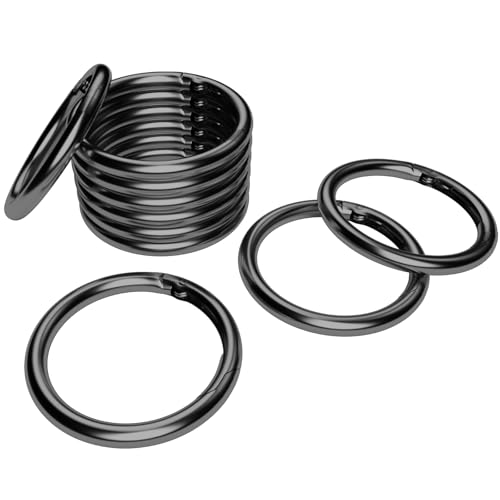 10 Pcs Metal Spring O-Ring Carabiner Clips - 1-Inch Inner Diameter, Gun Black