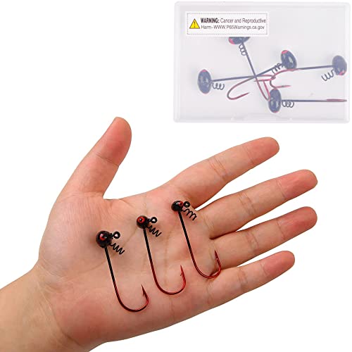 Shakey Head Fishing Jig Hooks with Screw Lock - 1/4 oz, 5 Pack