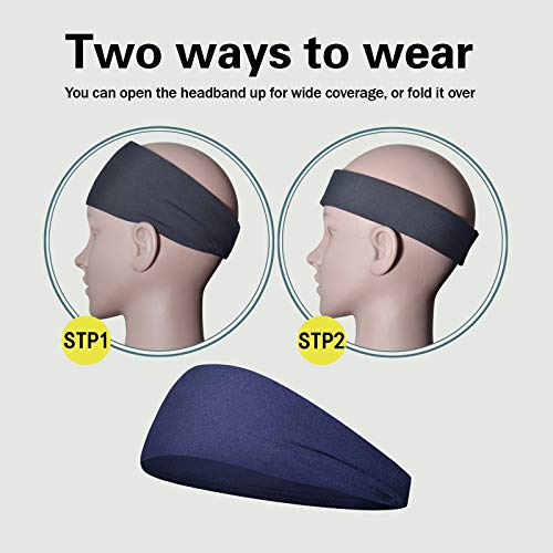 5 Pack Moisture Wicking Sports Headbands for Men & Women