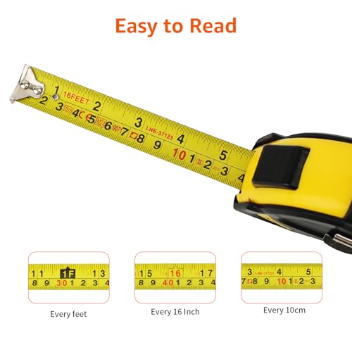Self-Locking Tape Measure - 16-Foot (5-Meter) - Black & Yellow
