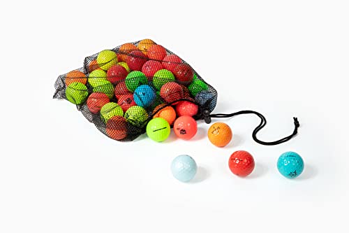 48 Recycled Colored Golf Balls Bundle - AAA Quality, Includes Mesh Carrying Bag - Variation 48