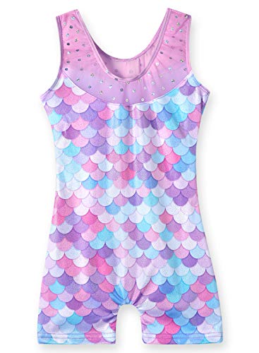 Girls' Gymnastics Leotard - Shiny Rainbow Unicorn Design