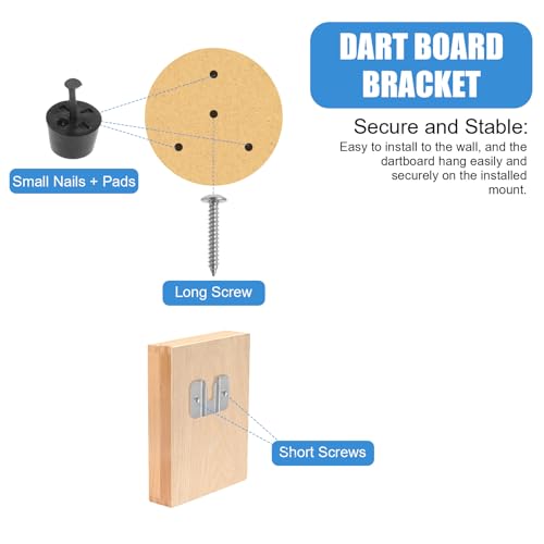 Dart Board Mounting Bracket Kit - 2 Sets with Screws & Stabilisers