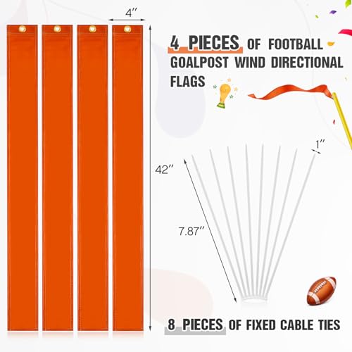 Football Goalpost Wind Flags - 4 Pack with Cable Ties