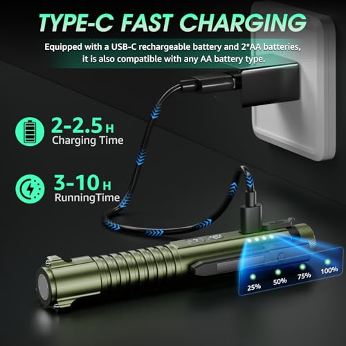 EDC Flashlight Rechargeable, Super Bright 1400 Lumens Tactical Magnetic Pen Flashlights with Clip, 10 Modes Pocket Penlight Flashlight, LED Waterproof Small Flash Light for Emergency, Camping, Home