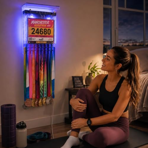 LED Acrylic Medal Display & Race Bib Holder - 25 Medals, Variation B
