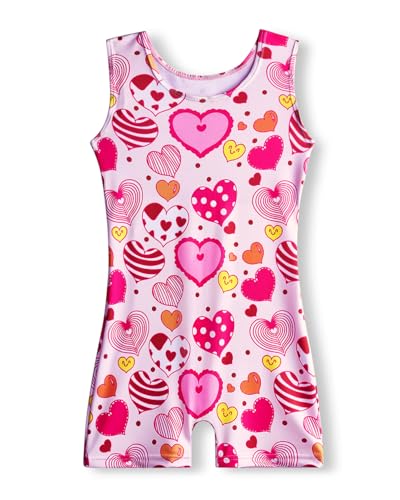 Gymnastics Leotard with Built-in Shorts for Girls 4-5T - Lovely Heart