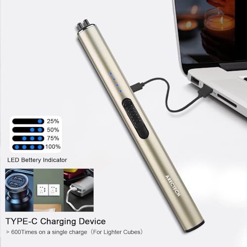 Rechargeable Electric Candle Lighter - Arc Plasma, Gold