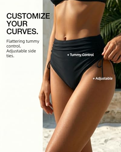 Holipick Women's High Waisted Bikini Bottom - X-Large, Black