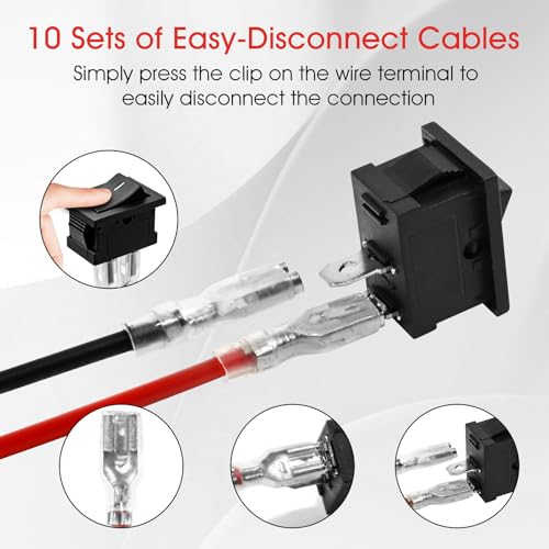 Mini Rocker Switch 2-Pin SPST 12V 20A - 10-Pack