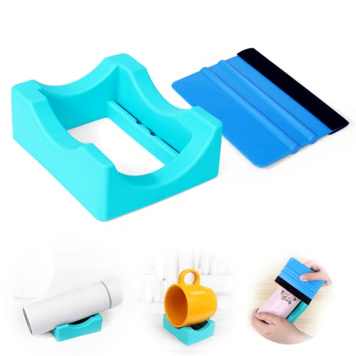 Silicone Cup Cradle for Tumblers with Squeegee - Navy Blue